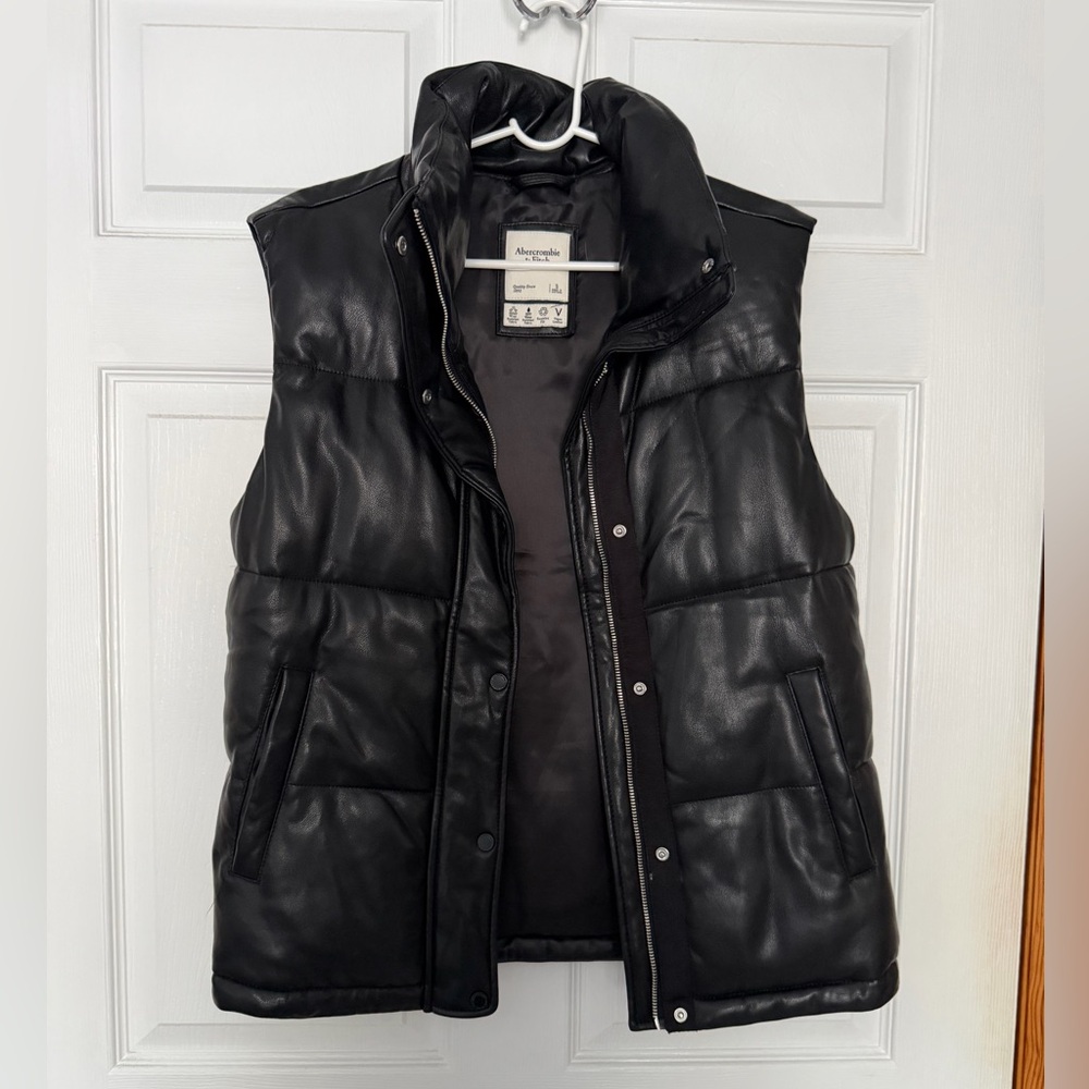 Abercrombie & Fitch Black Faux Leather Vest